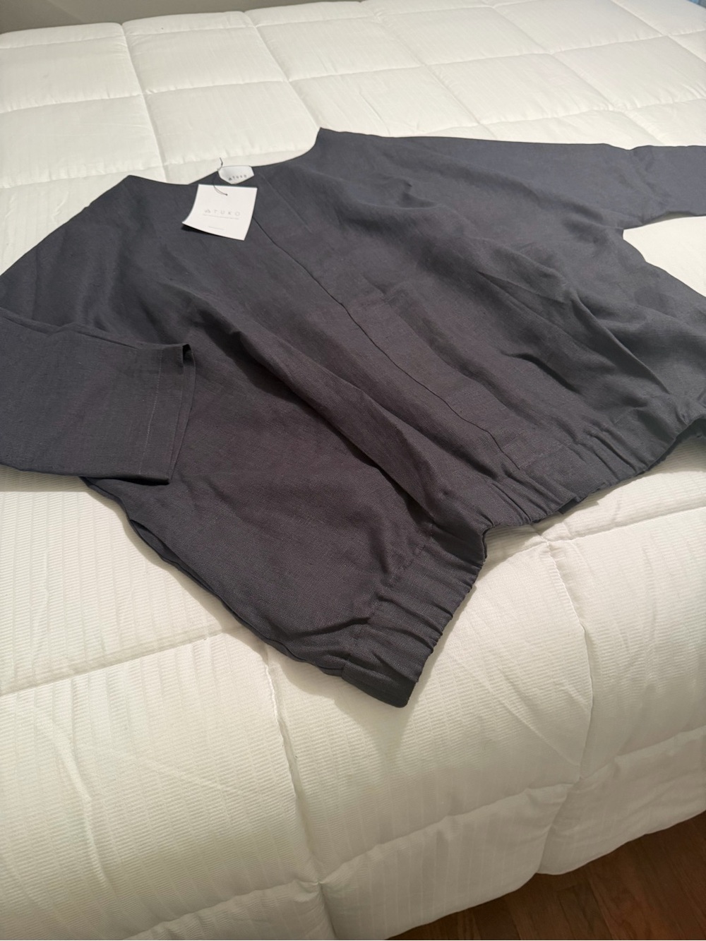 ATUKO - Bottom weight Linen, Dark Gray / Blue, Size M/L, with Snap closure